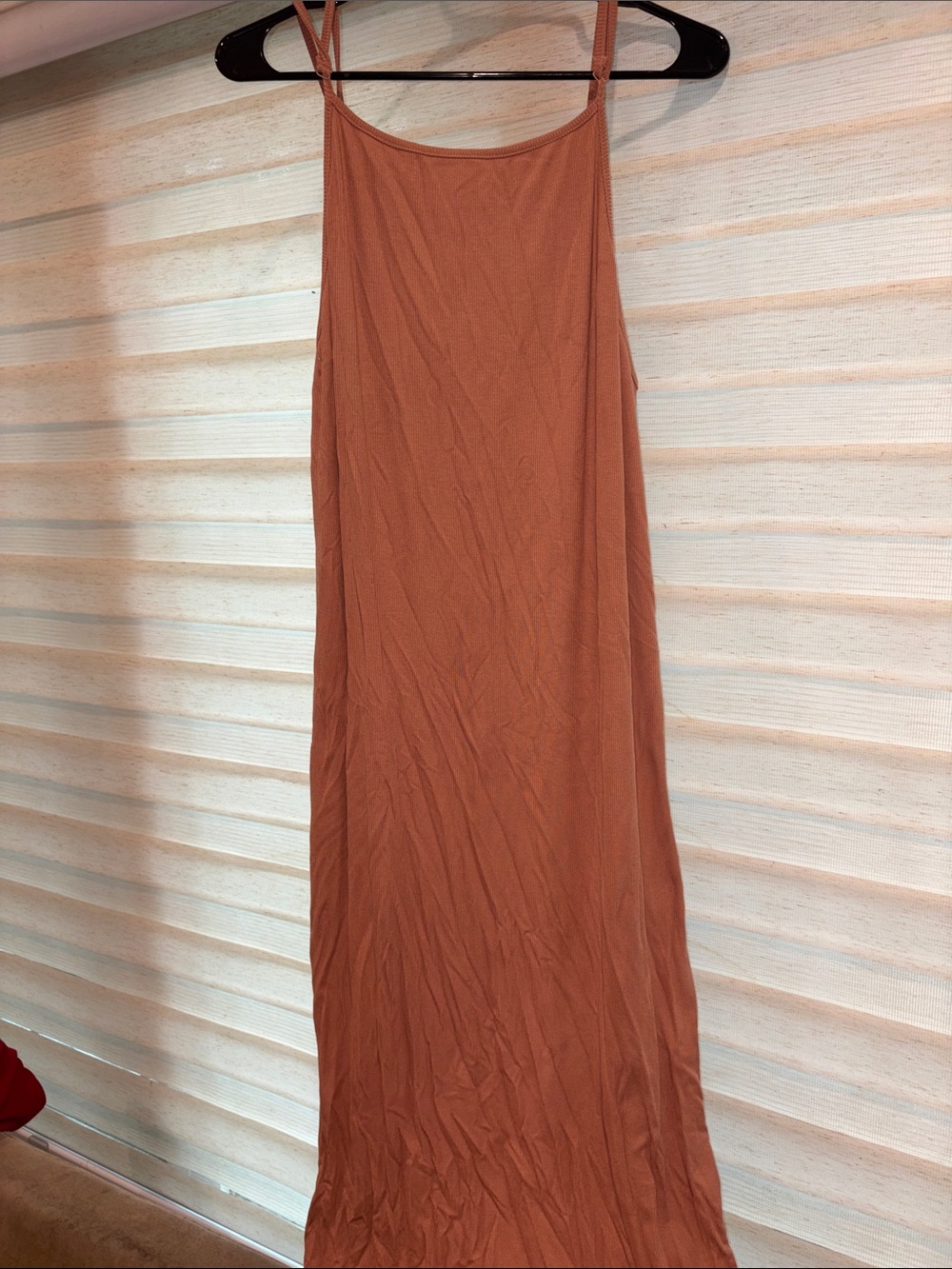 Women's Rust Sleeveless Slip Dress With Slit